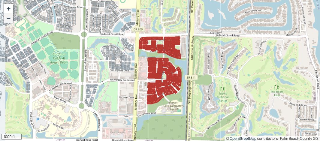NewHaven tax parcels highlighted within Abacoa