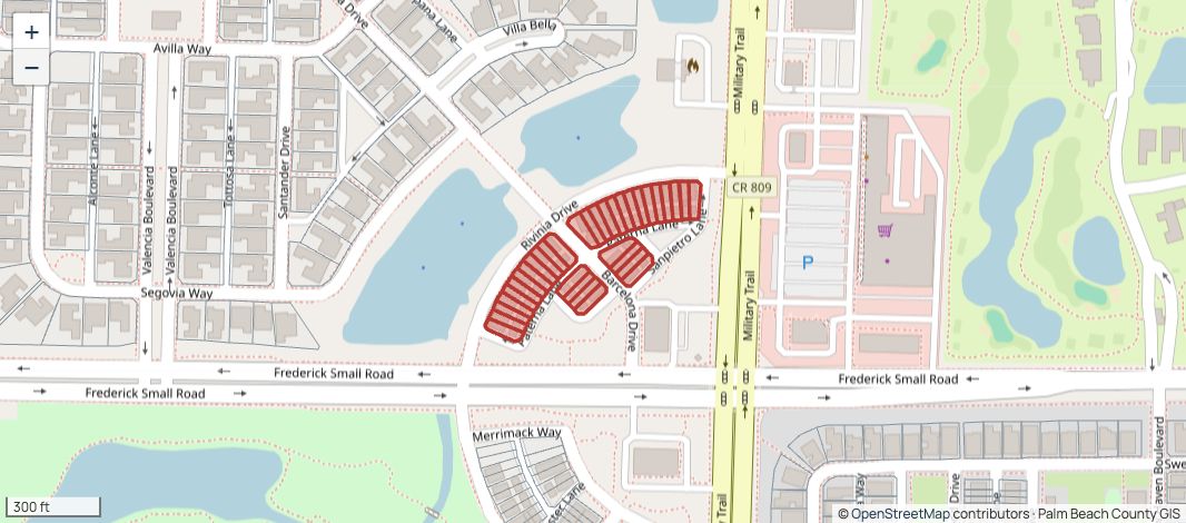 San Palermo tax parcels highlighted within Abacoa