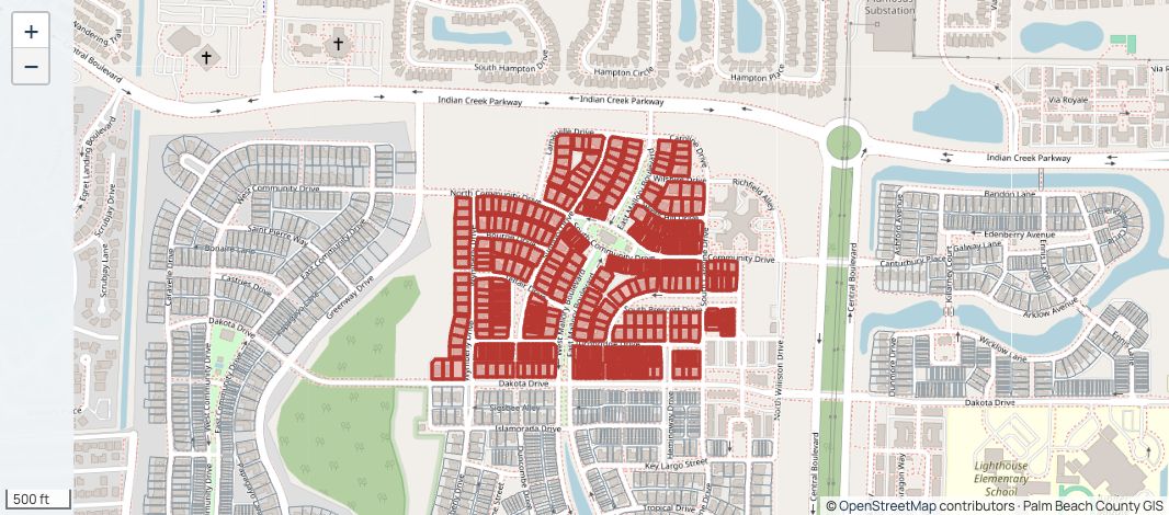 Windsor Park tax parcels highlighted within Abacoa
