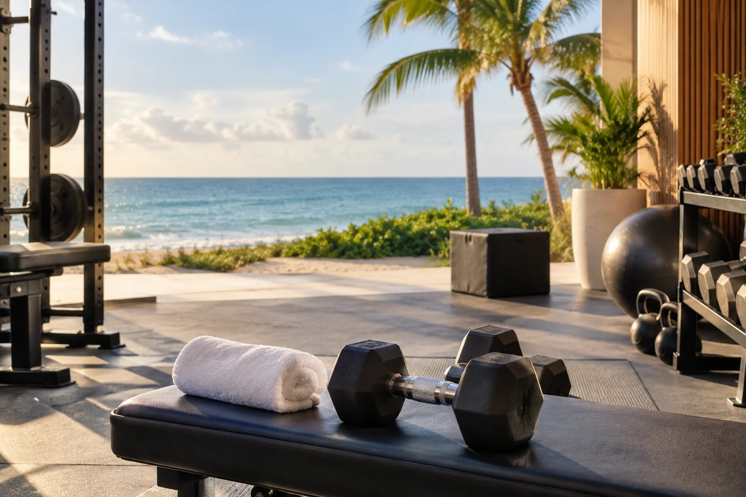 Illustrative coastal lifestyle: Illustrative gym lifestyle scene for Addison · 1500