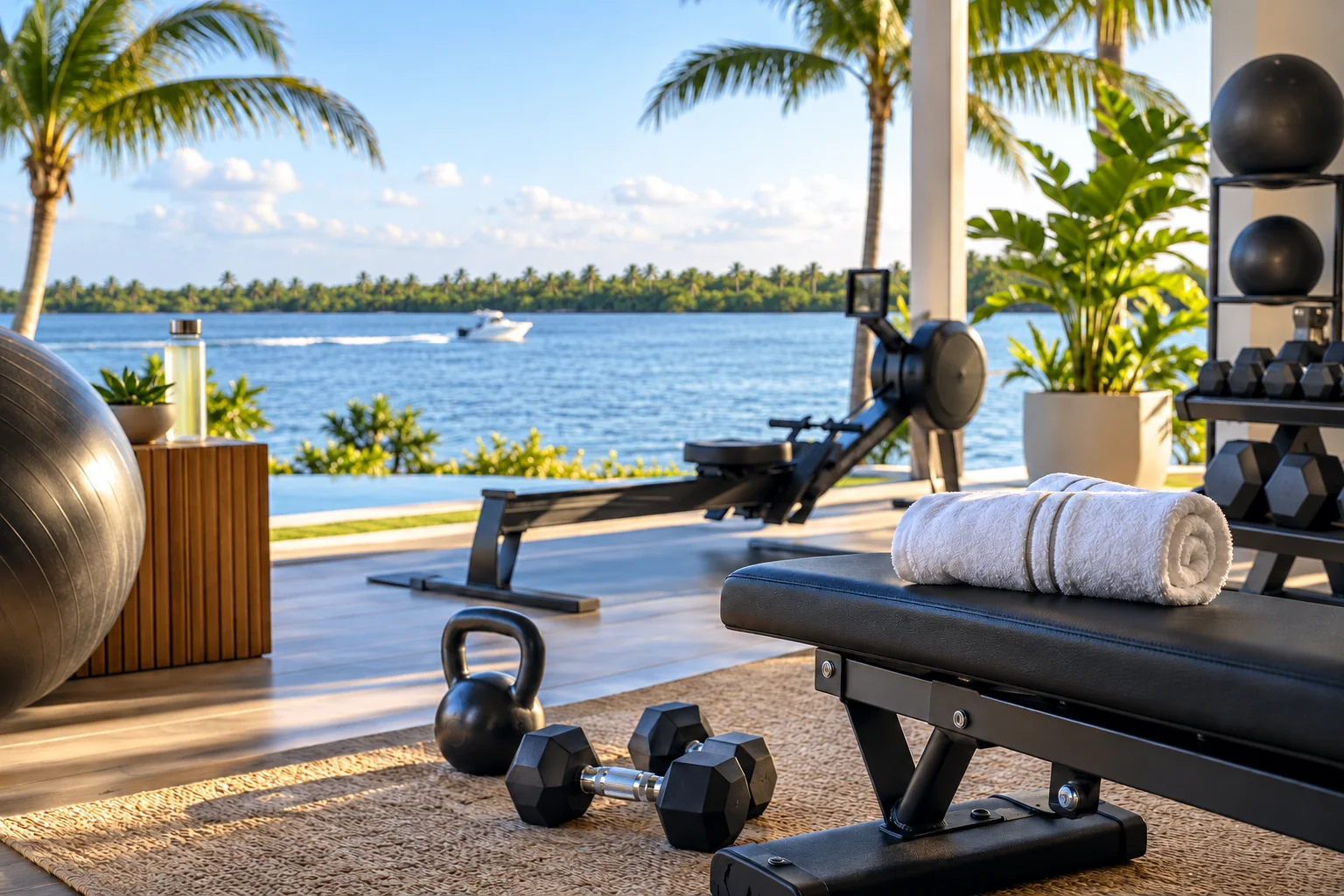 Illustrative coastal lifestyle: Illustrative gym lifestyle scene for Alina Residences · 200