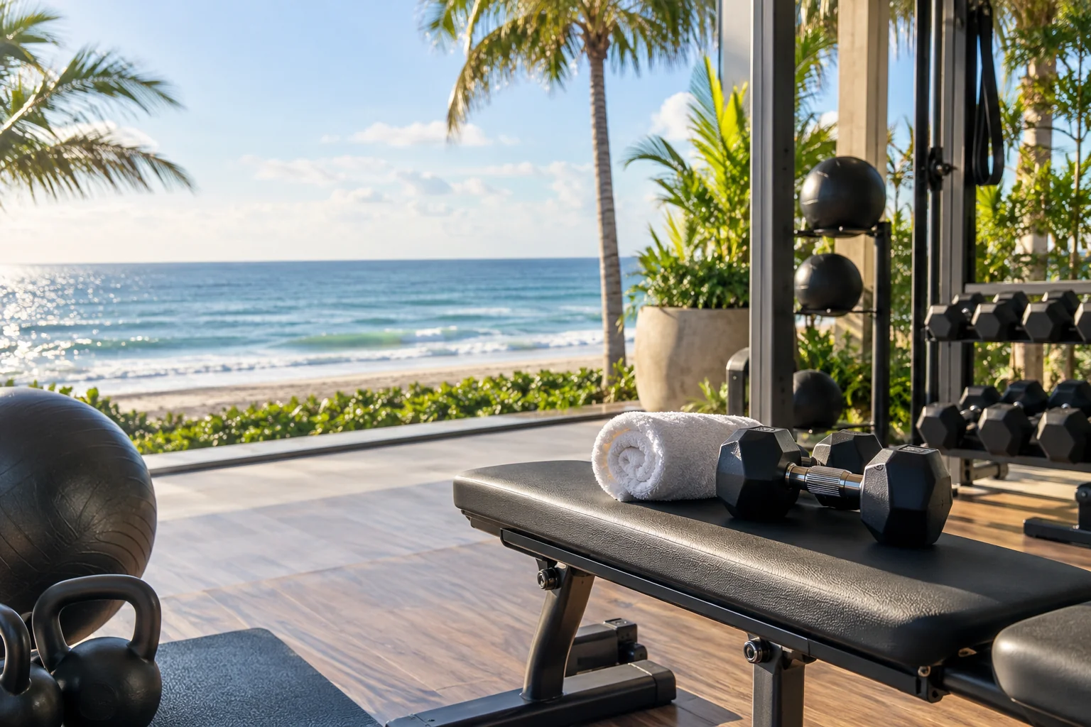 Illustrative coastal lifestyle: Illustrative gym lifestyle scene for Beresford