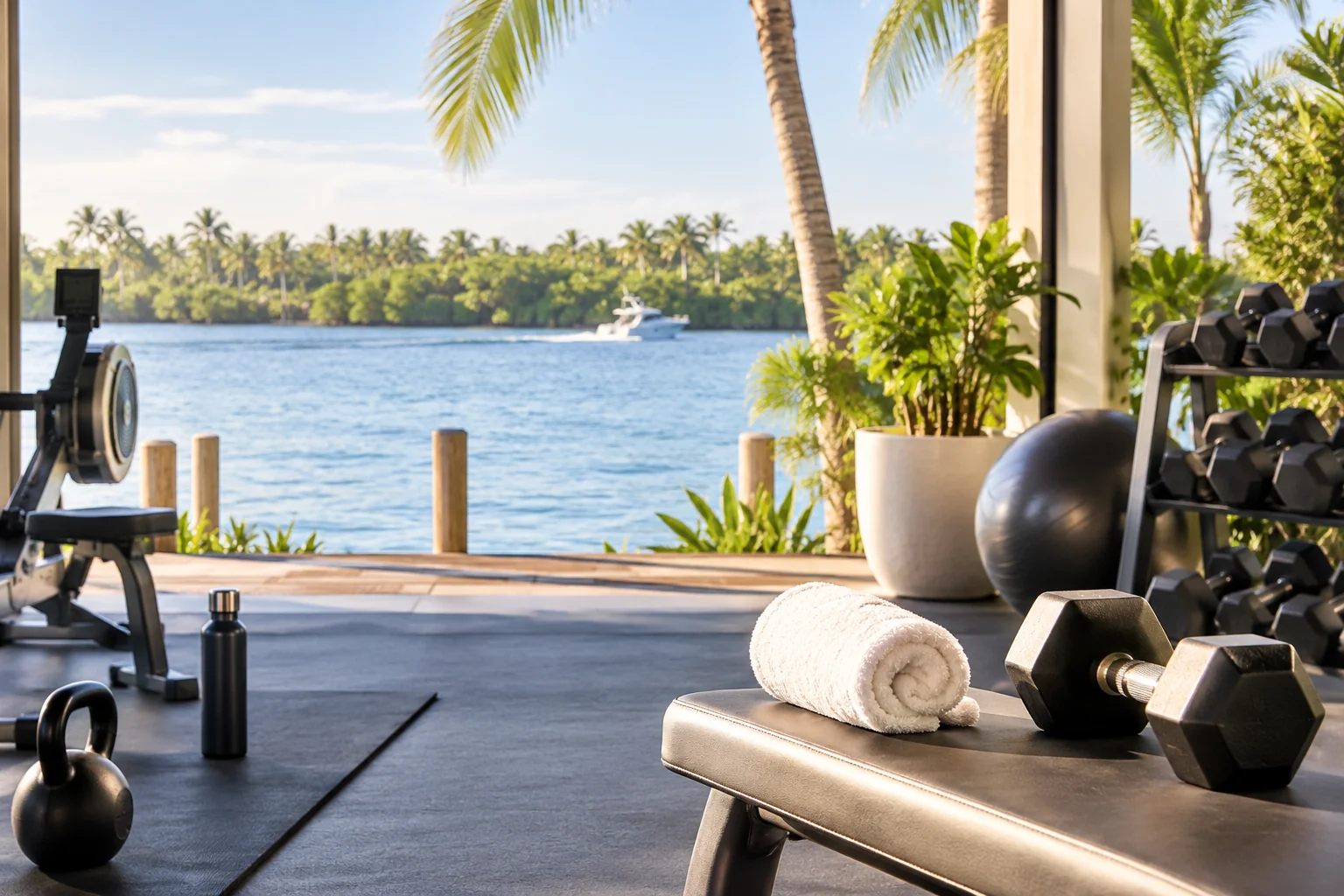 Illustrative coastal lifestyle: Illustrative gym lifestyle scene for Townsend Place · 500
