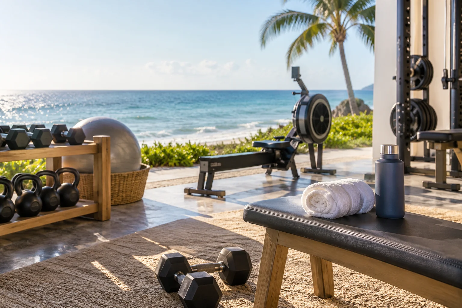 Illustrative coastal lifestyle: Illustrative gym lifestyle scene for Cliveden